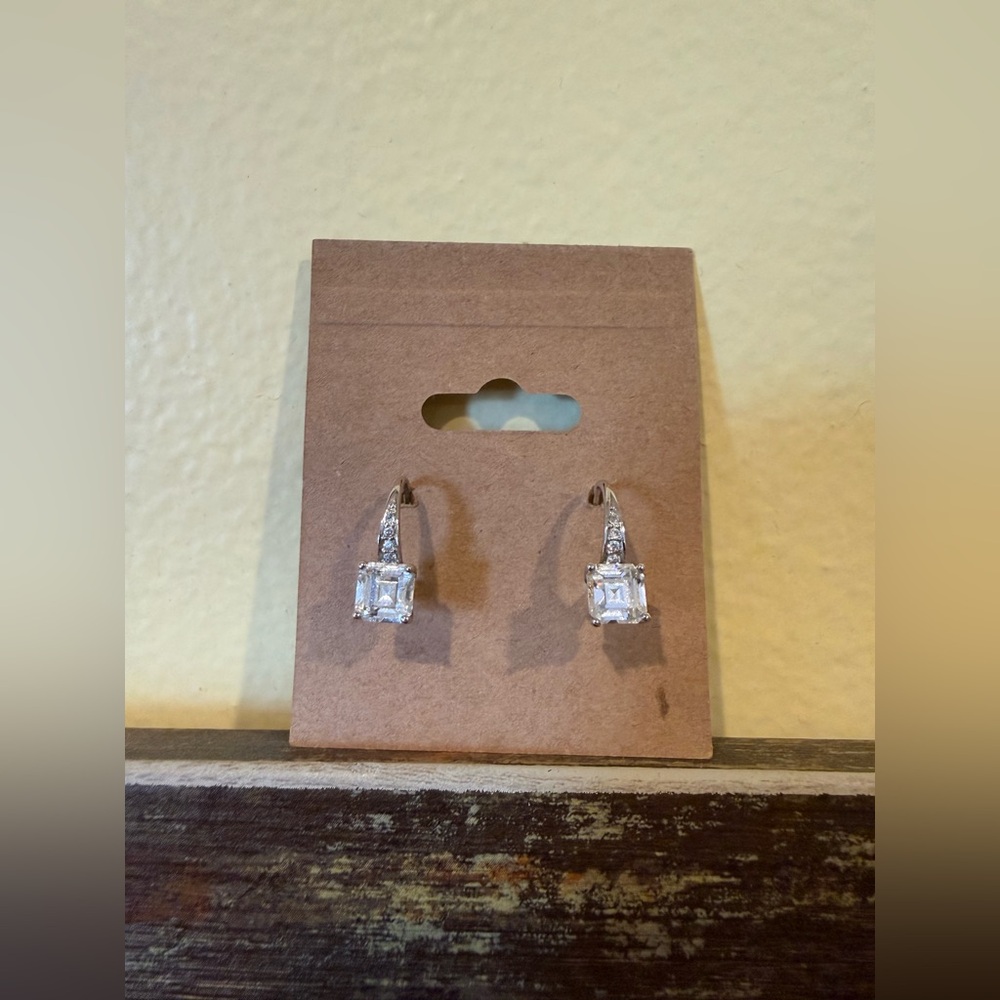 Elegant Silver and Blue Stone Earrings - Picture 2 of 2